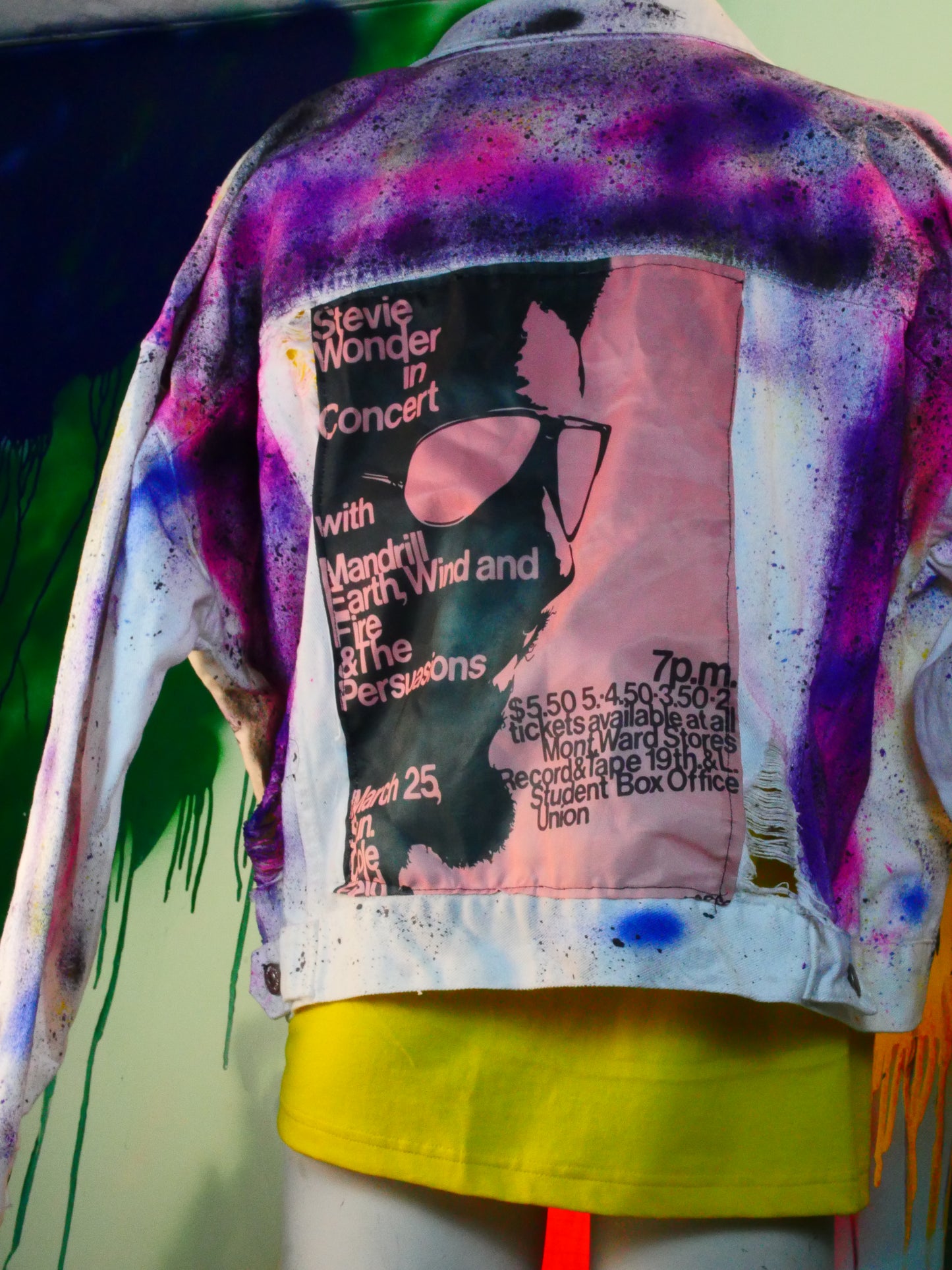 Custom Stevie Wonder Tour Poster Denim Jacket - Unique Wearable Art