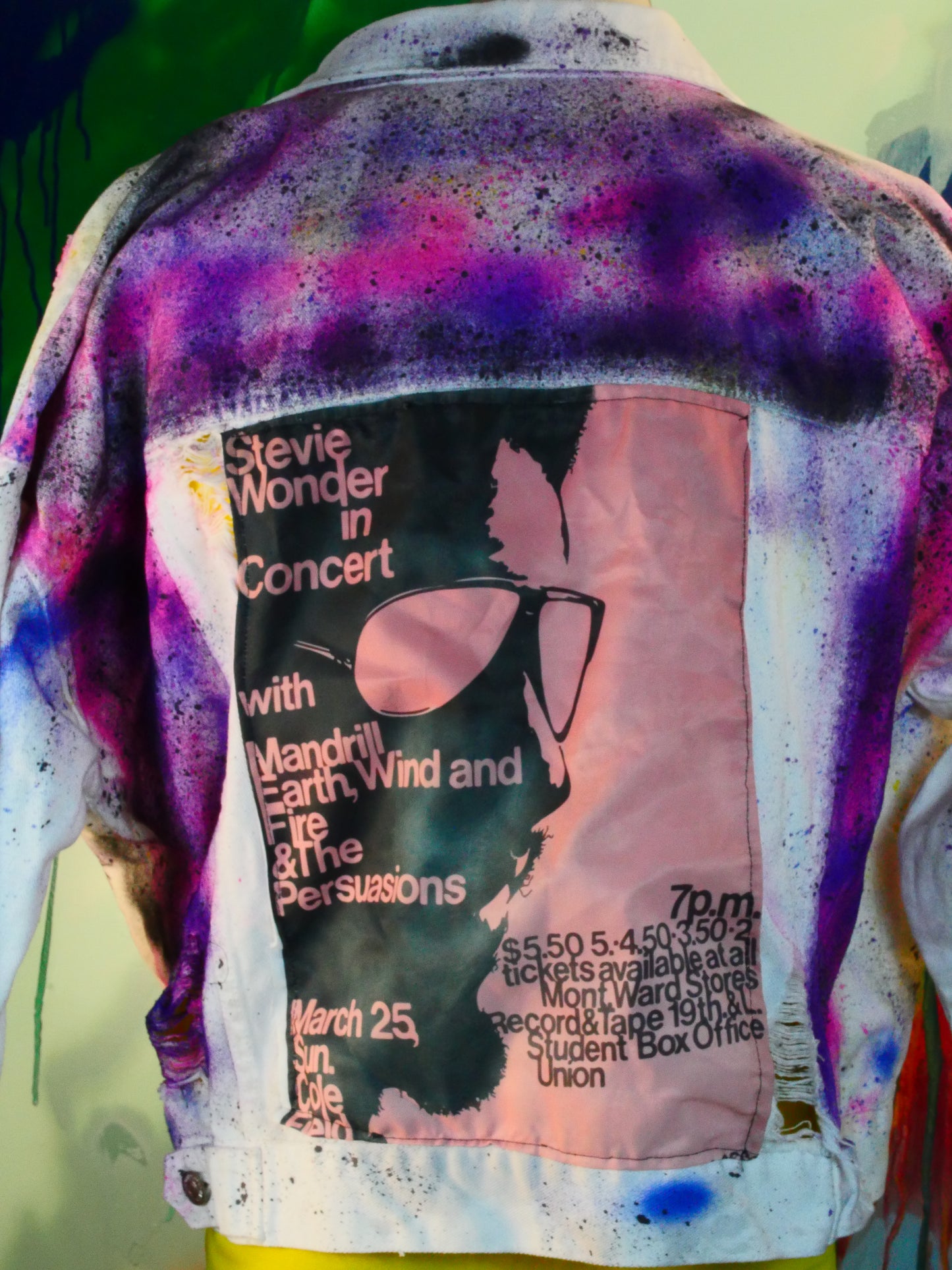 Custom Stevie Wonder Tour Poster Denim Jacket - Unique Wearable Art