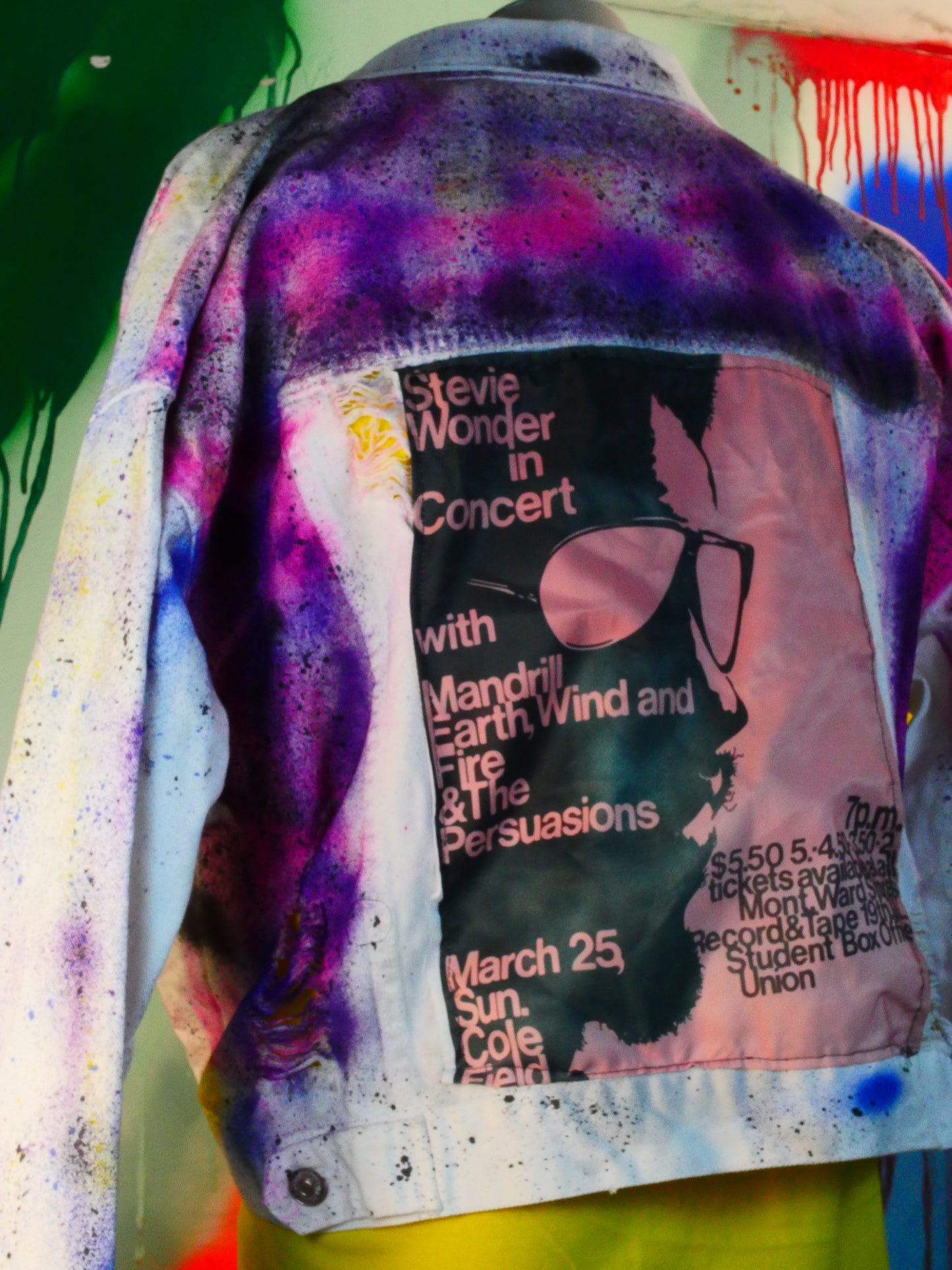 Custom Stevie Wonder Tour Poster Denim Jacket - Unique Wearable Art