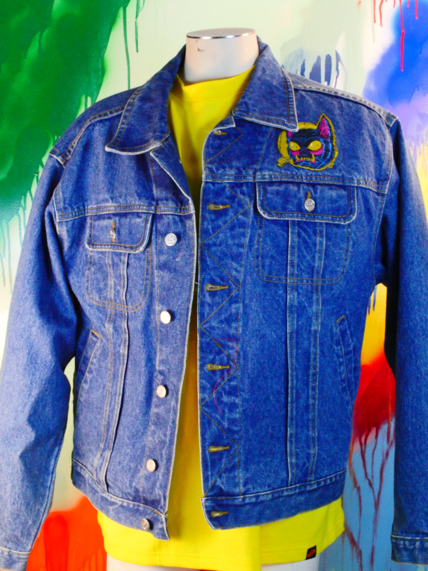 One-of-a-Kind Punk Denim Jacket – Zeta Artwork Celebrating Venezuelan Tradition