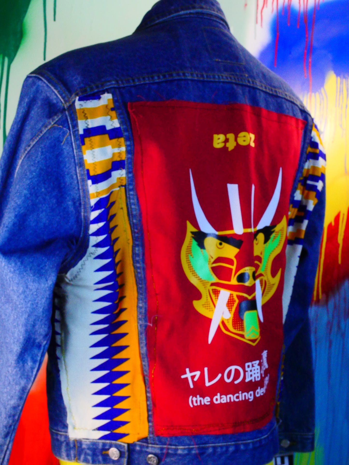 One-of-a-Kind Punk Denim Jacket – Zeta Artwork Celebrating Venezuelan Tradition