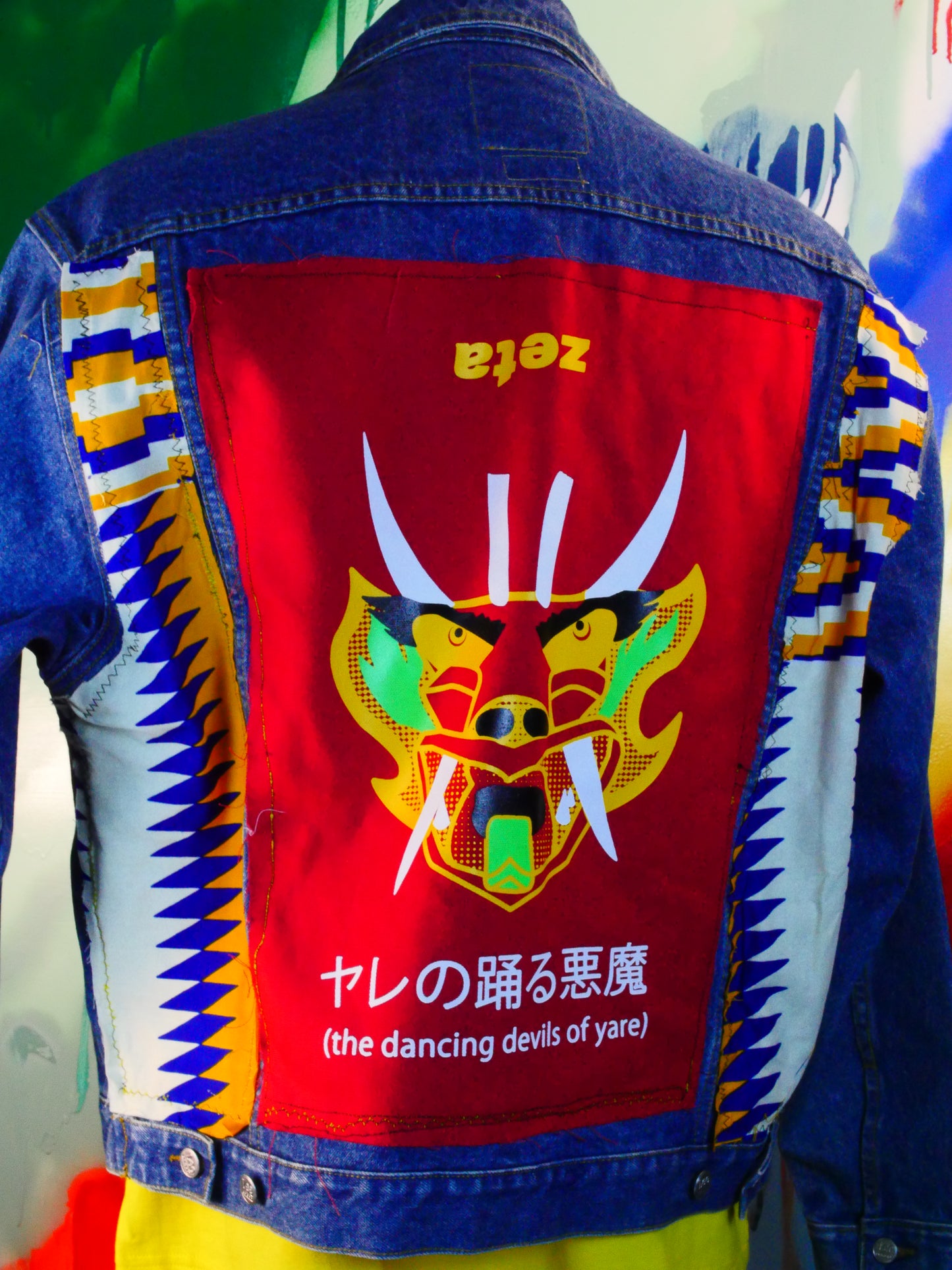 One-of-a-Kind Punk Denim Jacket – Zeta Artwork Celebrating Venezuelan Tradition