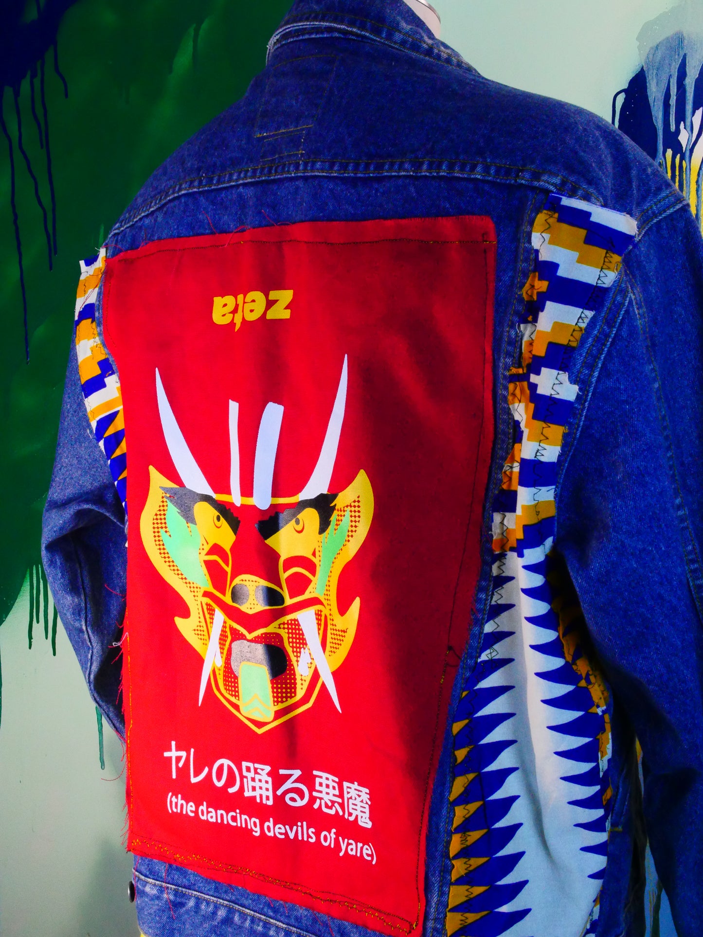 One-of-a-Kind Punk Denim Jacket – Zeta Artwork Celebrating Venezuelan Tradition