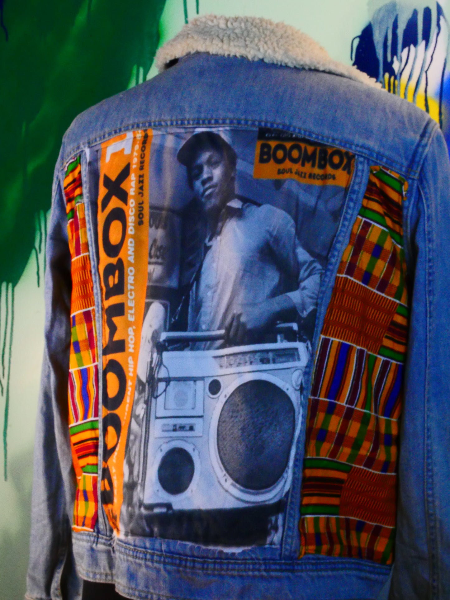 Boombox Kente Cloth Denim Jacket – African Punk Meets Hip-Hop