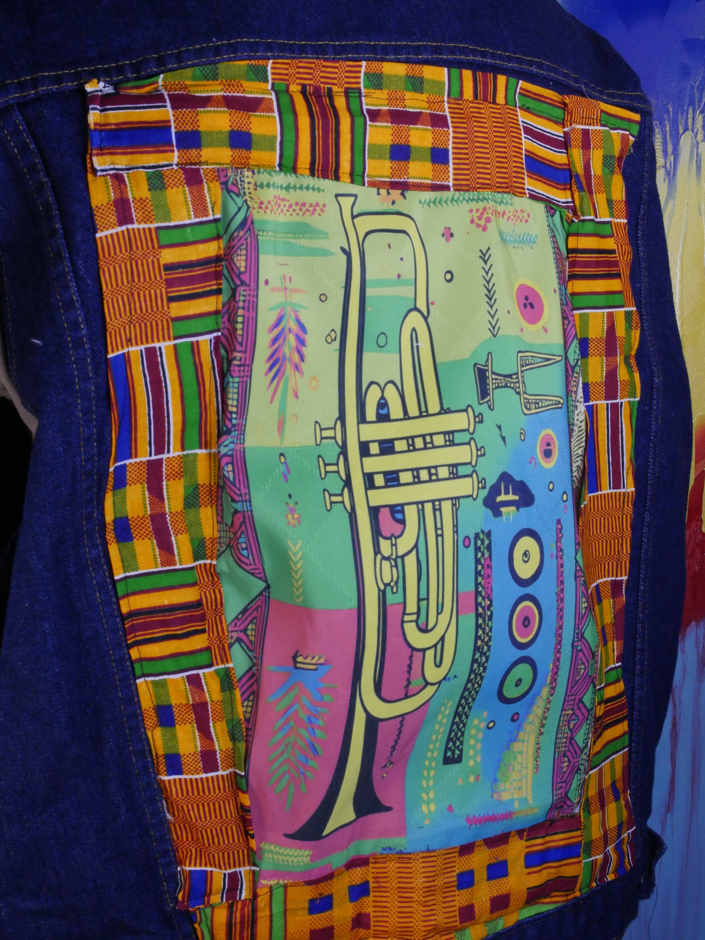 African Brass Music-Inspired Denim Vest