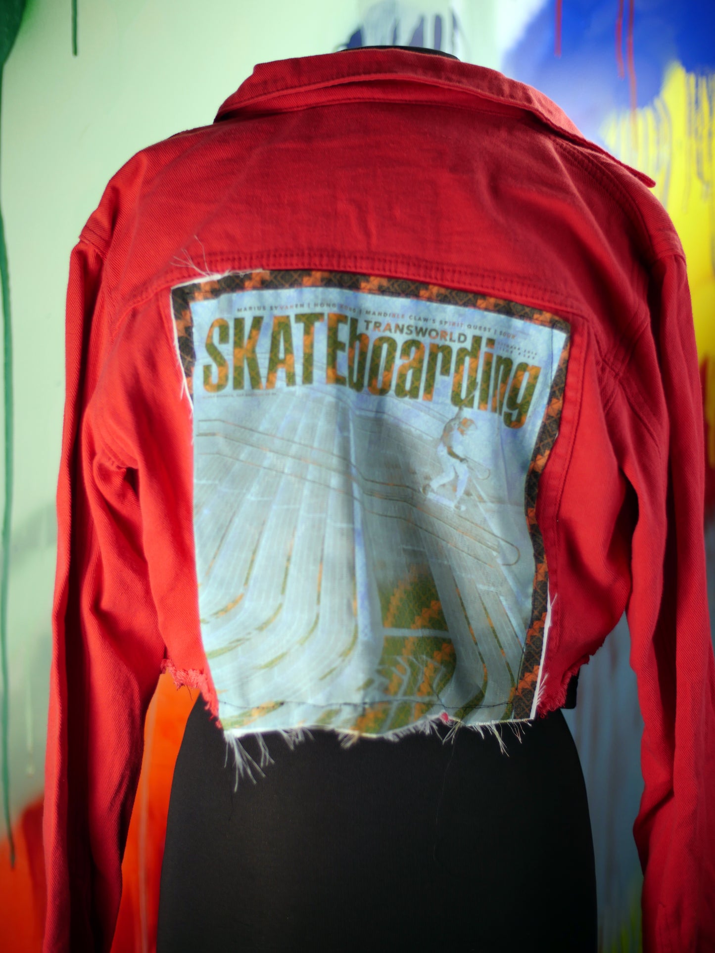 Red denim transworld skate jacket